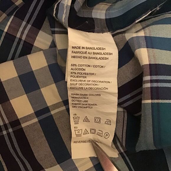 IZOD Saltwater Relaxed Classics Blue Plaid Shirt L - Picture 5 of 5